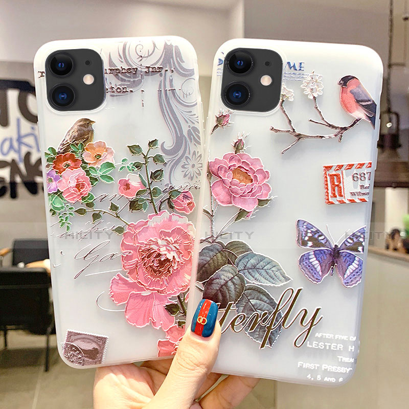 Handyhülle Silikon Hülle Gummi Schutzhülle Blumen H06 für Apple iPhone 11 groß