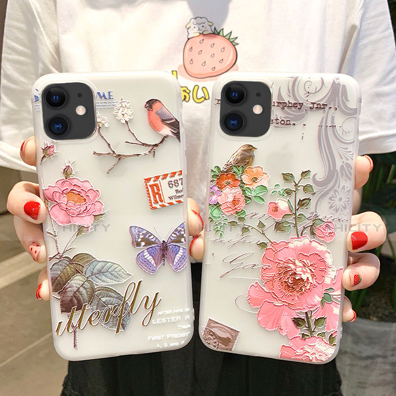 Handyhülle Silikon Hülle Gummi Schutzhülle Blumen H06 für Apple iPhone 11 groß