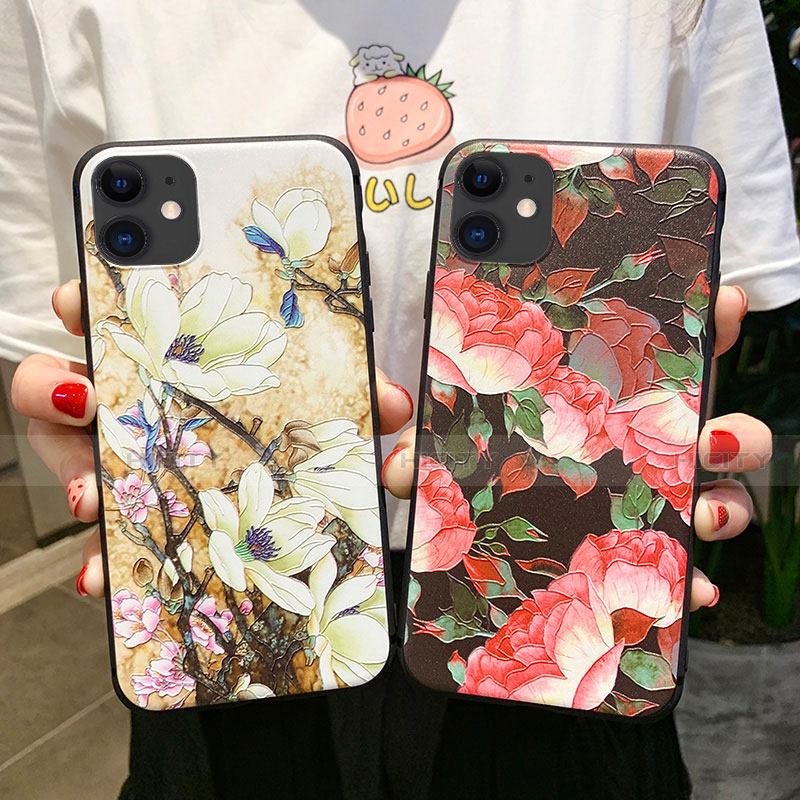 Handyhülle Silikon Hülle Gummi Schutzhülle Blumen H12 für Apple iPhone 11 groß