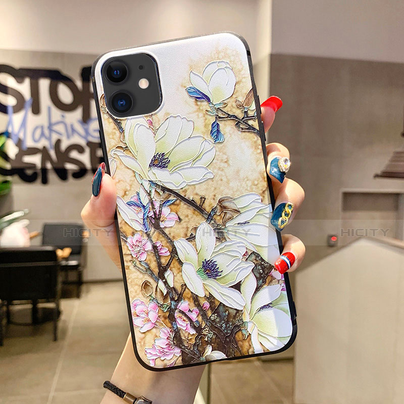 Handyhülle Silikon Hülle Gummi Schutzhülle Blumen H12 für Apple iPhone 11 Weiß Plus