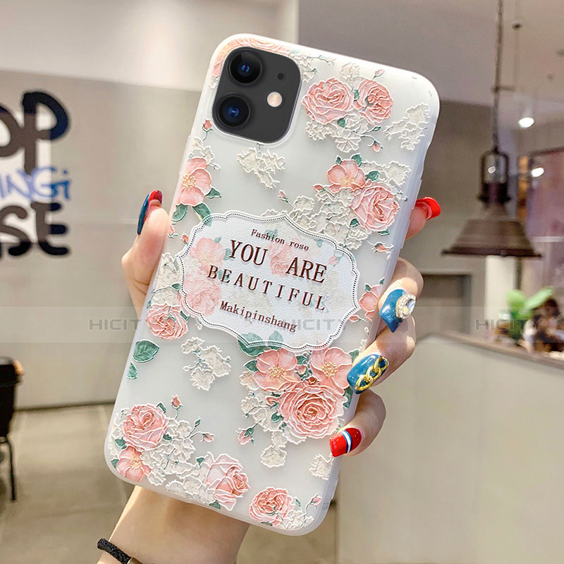 Handyhülle Silikon Hülle Gummi Schutzhülle Blumen H17 für Apple iPhone 11 Rosa Plus