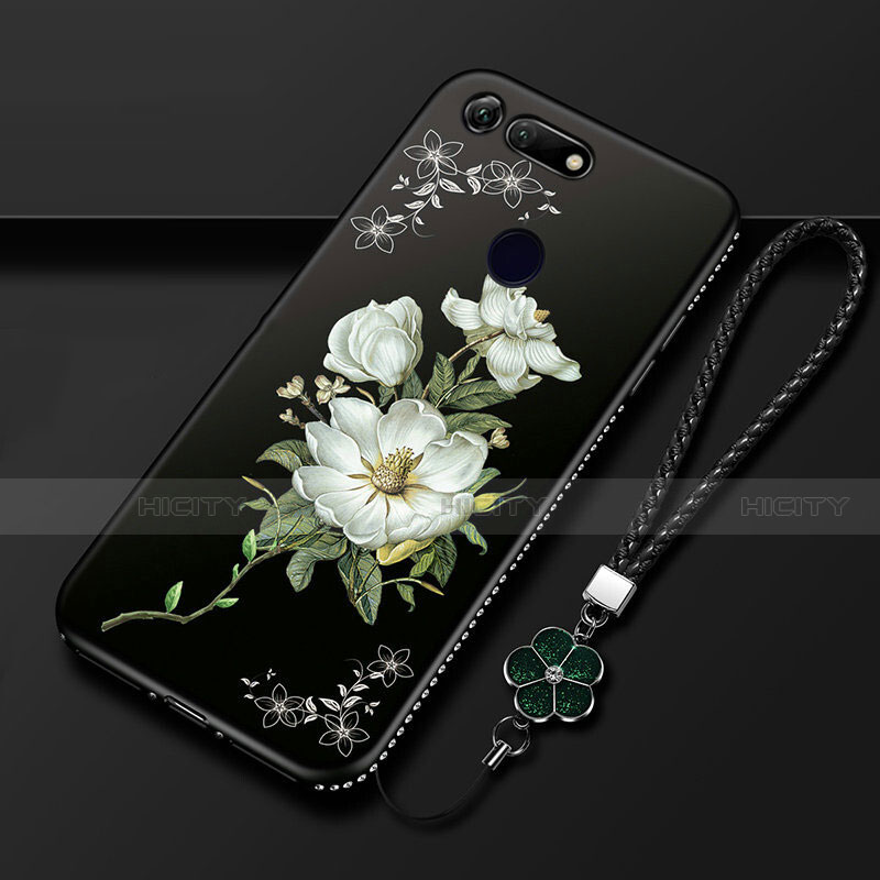 Handyhülle Silikon Hülle Gummi Schutzhülle Blumen K01 für Huawei Honor V20 Weiß