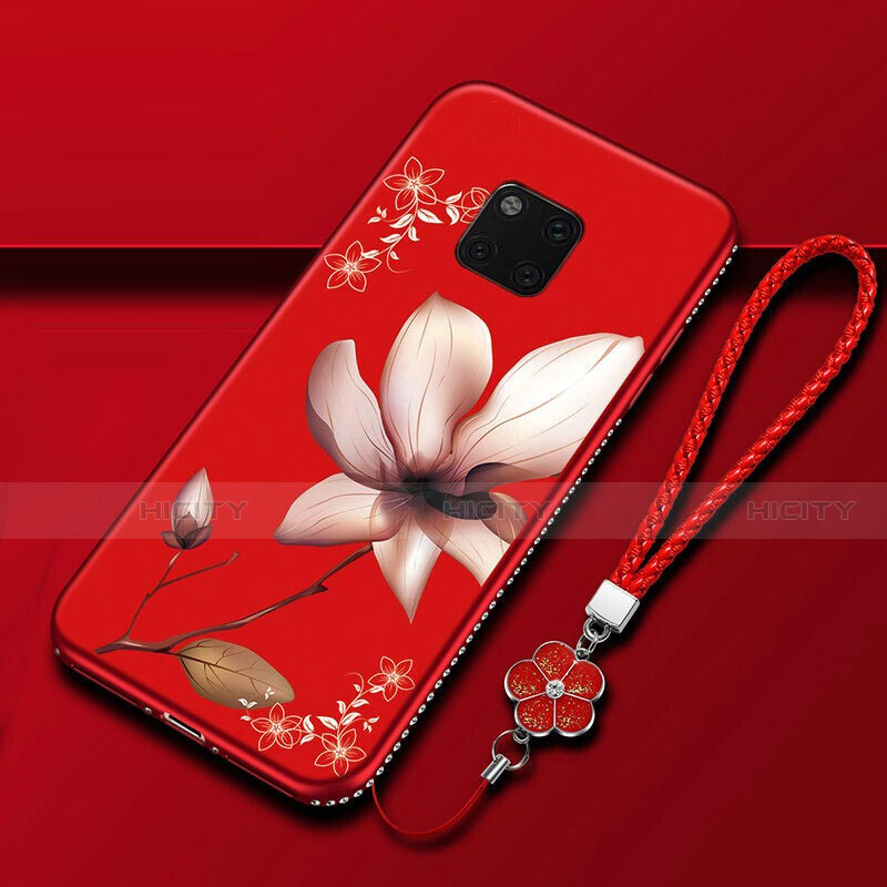 Handyhülle Silikon Hülle Gummi Schutzhülle Blumen K01 für Huawei Mate 20 Pro Rot