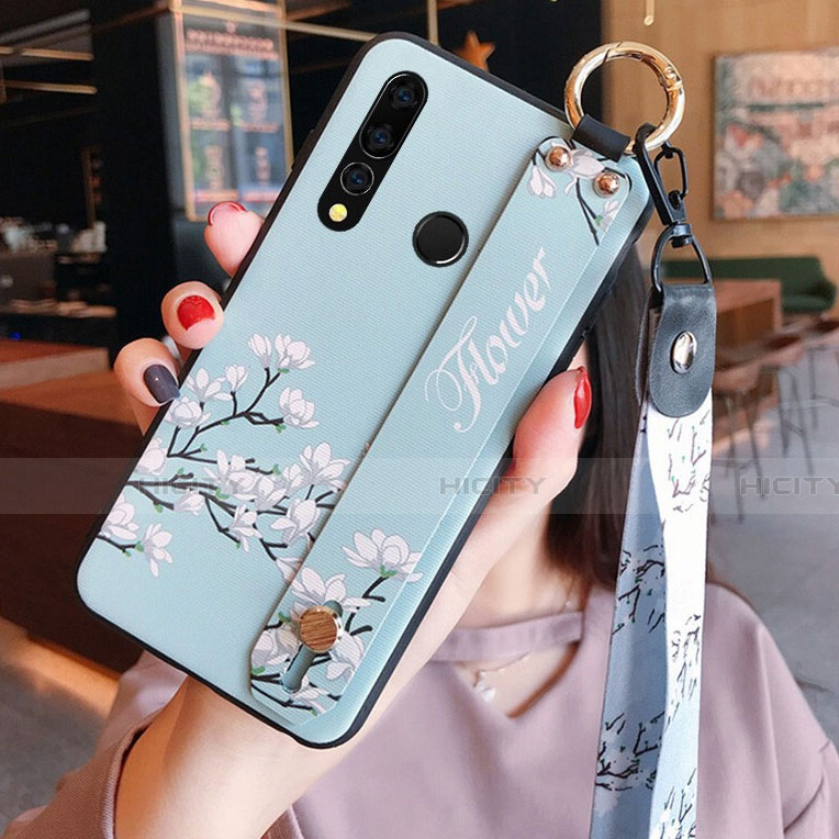 Handyhülle Silikon Hülle Gummi Schutzhülle Blumen K03 für Huawei Honor 20i Hellblau Plus