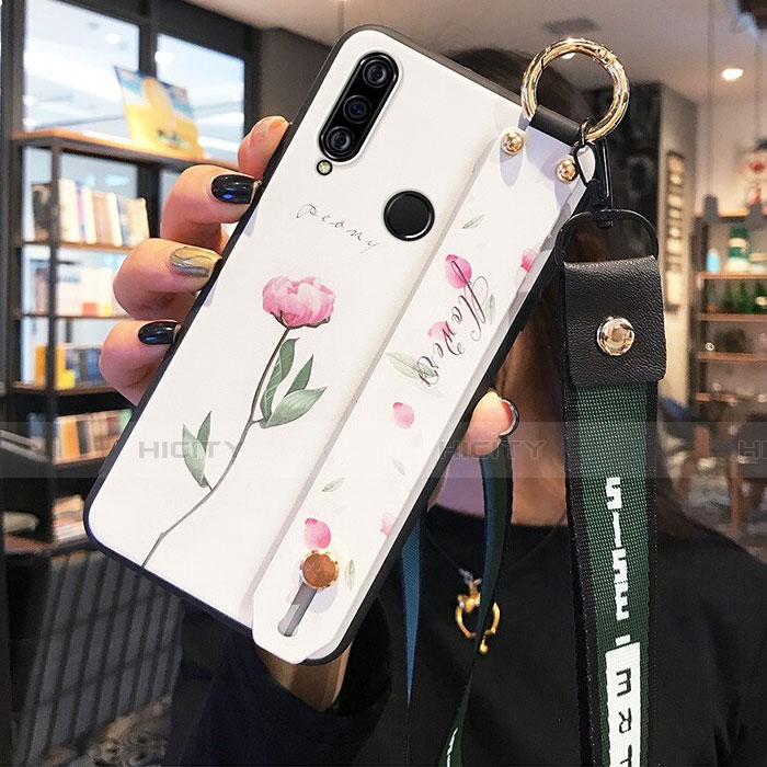 Handyhülle Silikon Hülle Gummi Schutzhülle Blumen K03 für Huawei P30 Lite New Edition Rosa