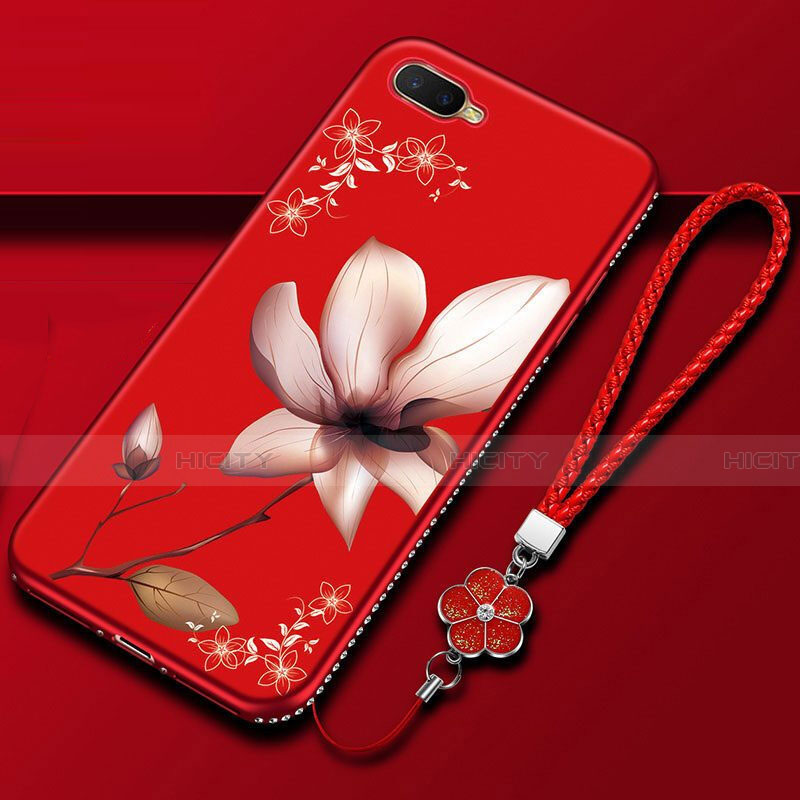 Handyhülle Silikon Hülle Gummi Schutzhülle Blumen M02 für Oppo K1 Fuchsie