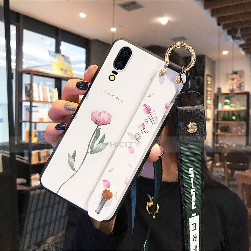 Handyhülle Silikon Hülle Gummi Schutzhülle Blumen P01 für Huawei P20