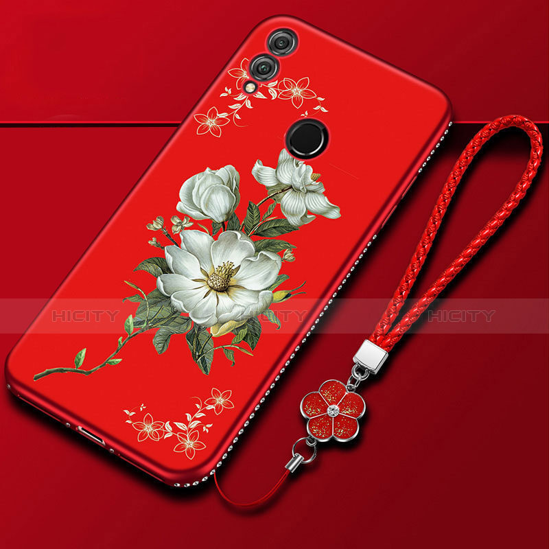 Handyhülle Silikon Hülle Gummi Schutzhülle Blumen S01 für Huawei Honor 10 Lite Rot Plus