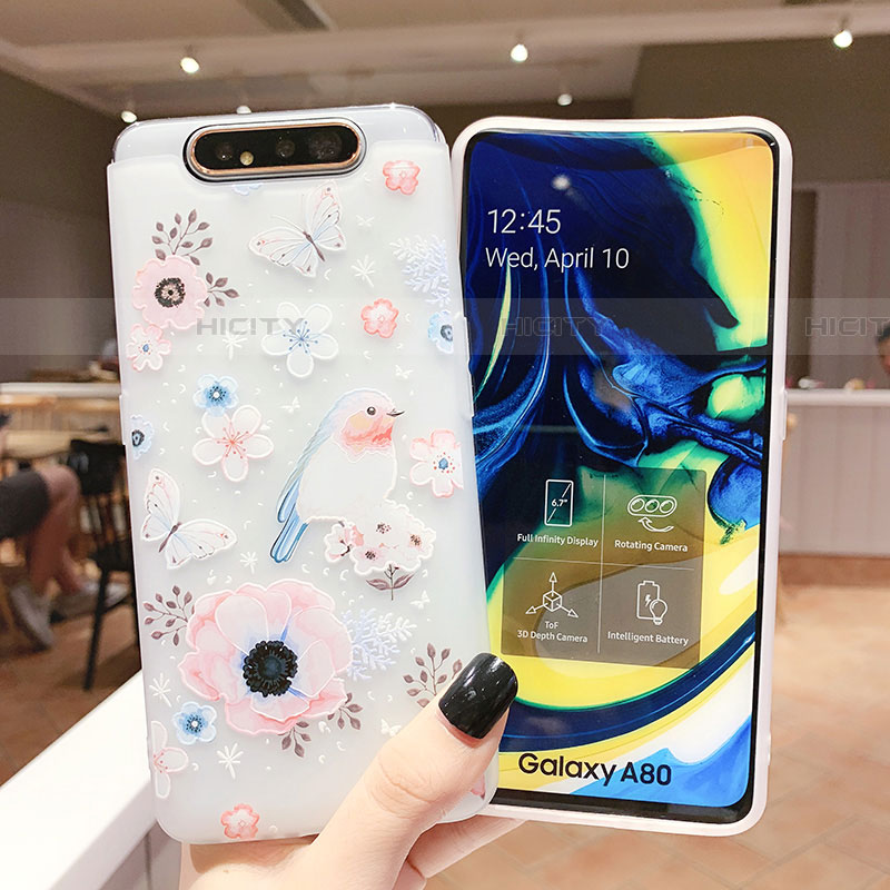 Handyhülle Silikon Hülle Gummi Schutzhülle Blumen S01 für Samsung Galaxy A90 4G groß