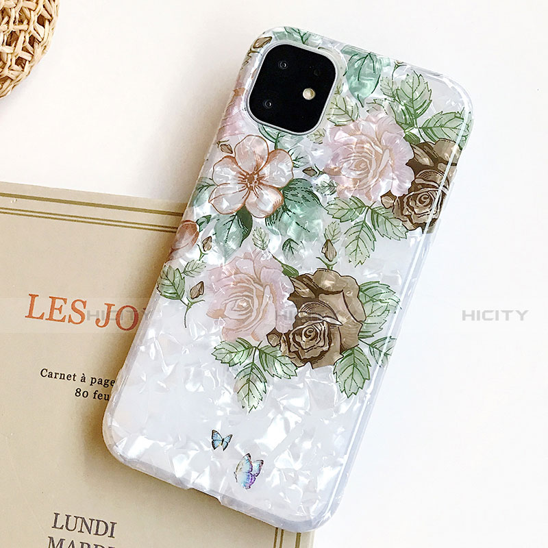 Handyhülle Silikon Hülle Gummi Schutzhülle Blumen S02 für Apple iPhone 11 Grün