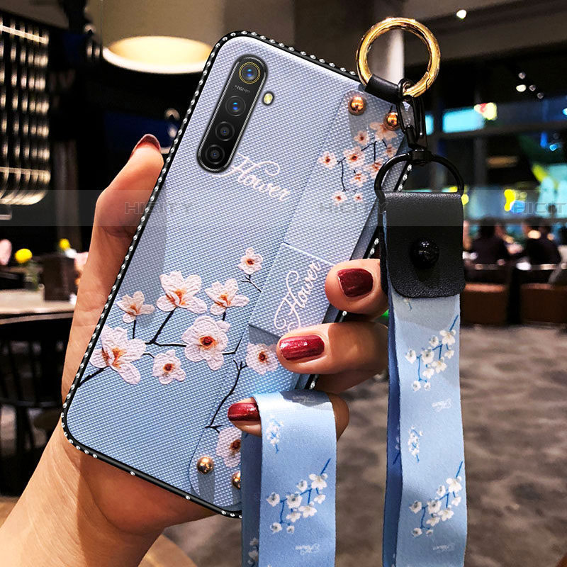 Handyhülle Silikon Hülle Gummi Schutzhülle Blumen S02 für Oppo K5 Hellblau Plus