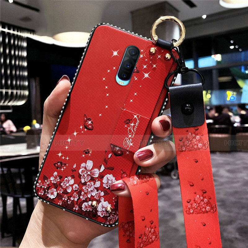 Handyhülle Silikon Hülle Gummi Schutzhülle Blumen S02 für Oppo R17 Pro Rot