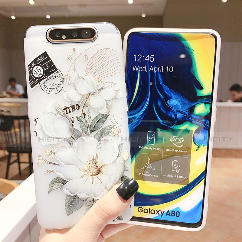 Handyhülle Silikon Hülle Gummi Schutzhülle Blumen S02 für Samsung Galaxy A80