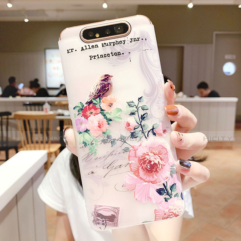 Handyhülle Silikon Hülle Gummi Schutzhülle Blumen S02 für Samsung Galaxy A80