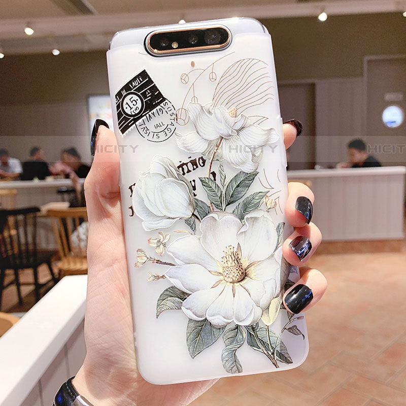 Handyhülle Silikon Hülle Gummi Schutzhülle Blumen S02 für Samsung Galaxy A90 4G groß