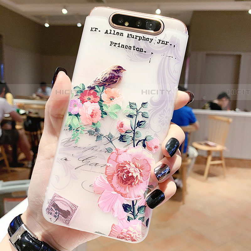 Handyhülle Silikon Hülle Gummi Schutzhülle Blumen S02 für Samsung Galaxy A90 4G groß