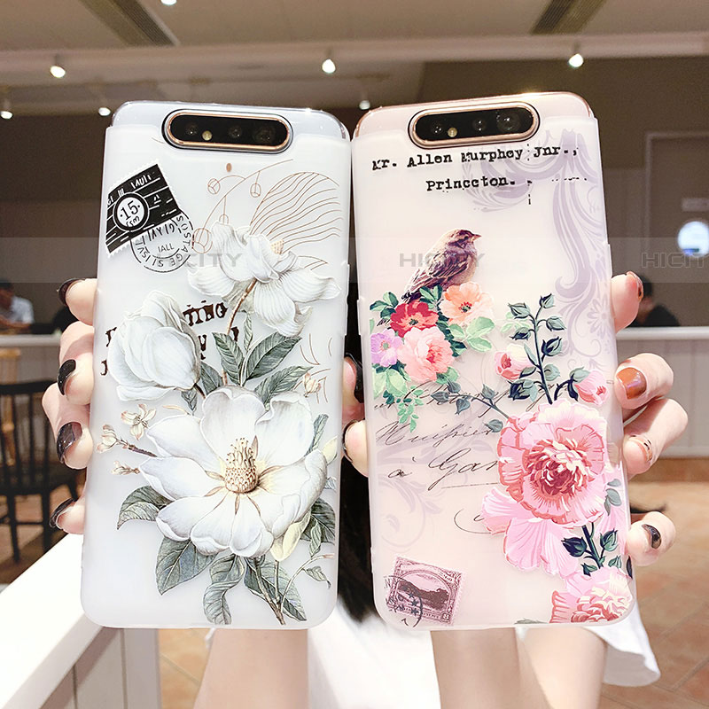 Handyhülle Silikon Hülle Gummi Schutzhülle Blumen S02 für Samsung Galaxy A90 4G groß