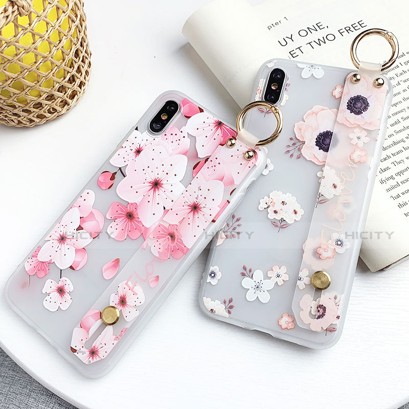 Handyhülle Silikon Hülle Gummi Schutzhülle Blumen S03 für Apple iPhone X