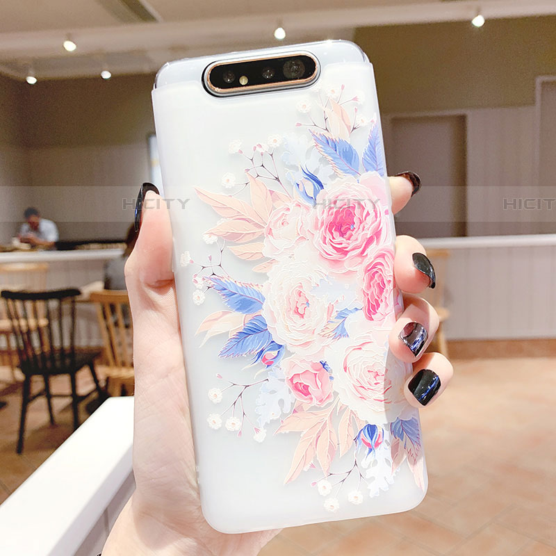 Handyhülle Silikon Hülle Gummi Schutzhülle Blumen S03 für Samsung Galaxy A90 4G groß