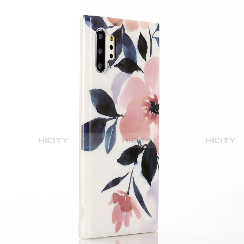 Handyhülle Silikon Hülle Gummi Schutzhülle Blumen S03 für Samsung Galaxy Note 10 Plus 5G Rosa