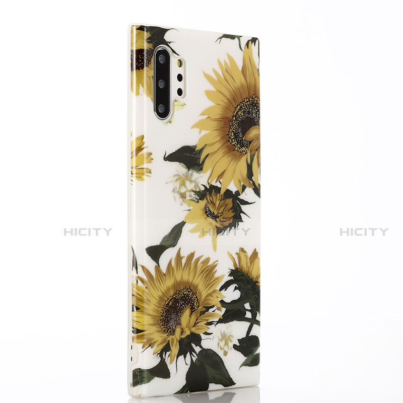 Handyhülle Silikon Hülle Gummi Schutzhülle Blumen S03 für Samsung Galaxy Note 10 Plus Gelb