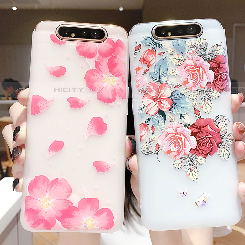 Handyhülle Silikon Hülle Gummi Schutzhülle Blumen S05 für Samsung Galaxy A90 4G groß