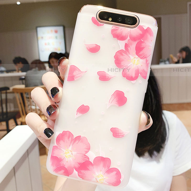 Handyhülle Silikon Hülle Gummi Schutzhülle Blumen S05 für Samsung Galaxy A90 4G groß