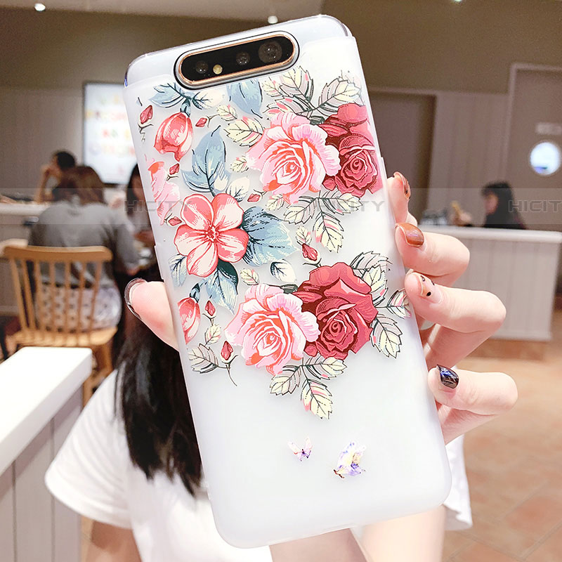 Handyhülle Silikon Hülle Gummi Schutzhülle Blumen S05 für Samsung Galaxy A90 4G groß