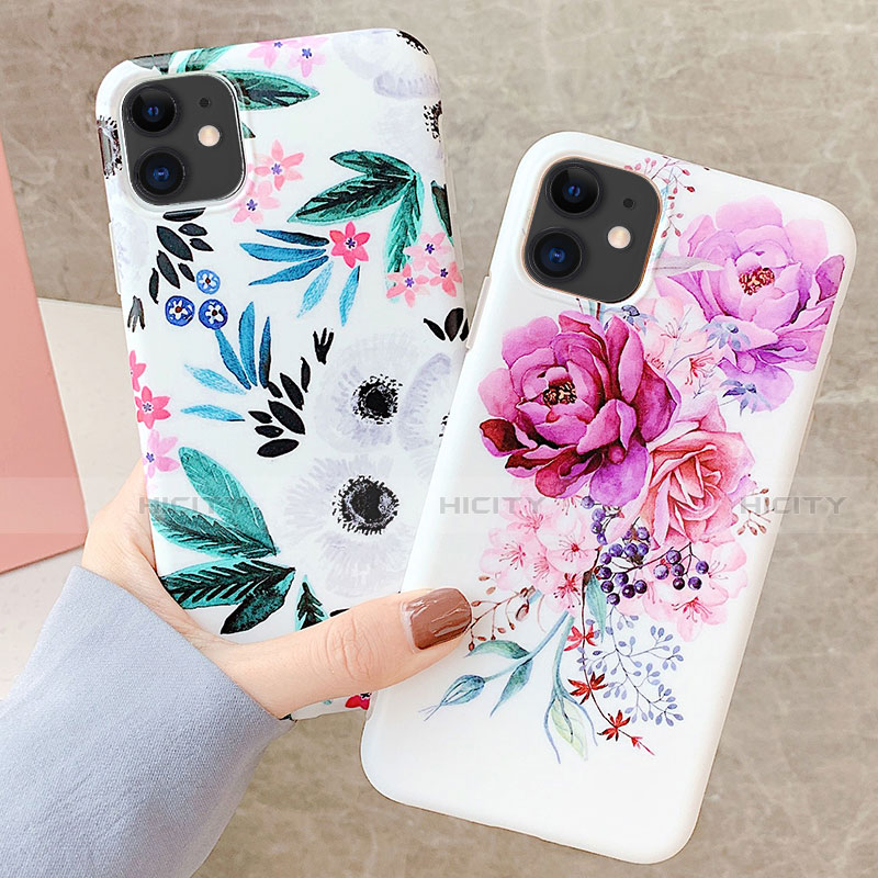 Handyhülle Silikon Hülle Gummi Schutzhülle Blumen S06 für Apple iPhone 11 groß