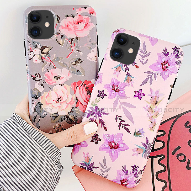 Handyhülle Silikon Hülle Gummi Schutzhülle Blumen S07 für Apple iPhone 11 groß