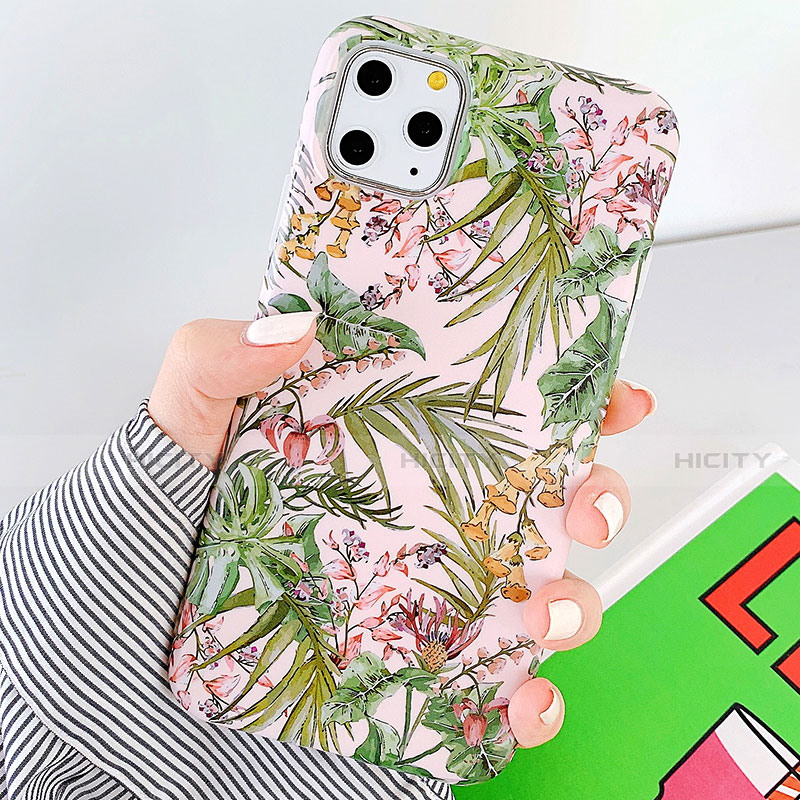 Handyhülle Silikon Hülle Gummi Schutzhülle Blumen S09 für Apple iPhone 11 Pro Grün