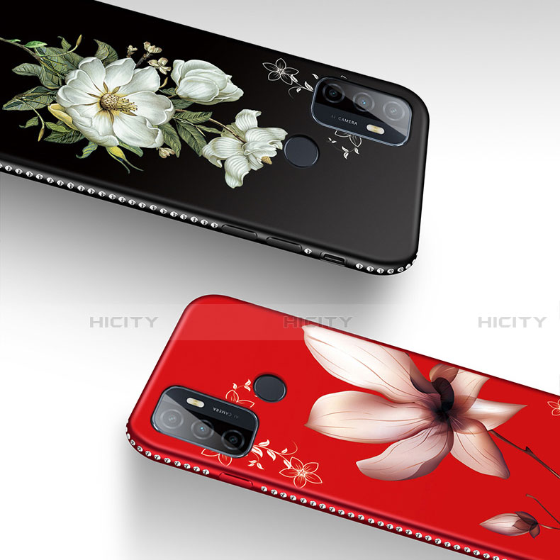 Handyhülle Silikon Hülle Gummi Schutzhülle Flexible Blumen A01 für Oppo A53s groß