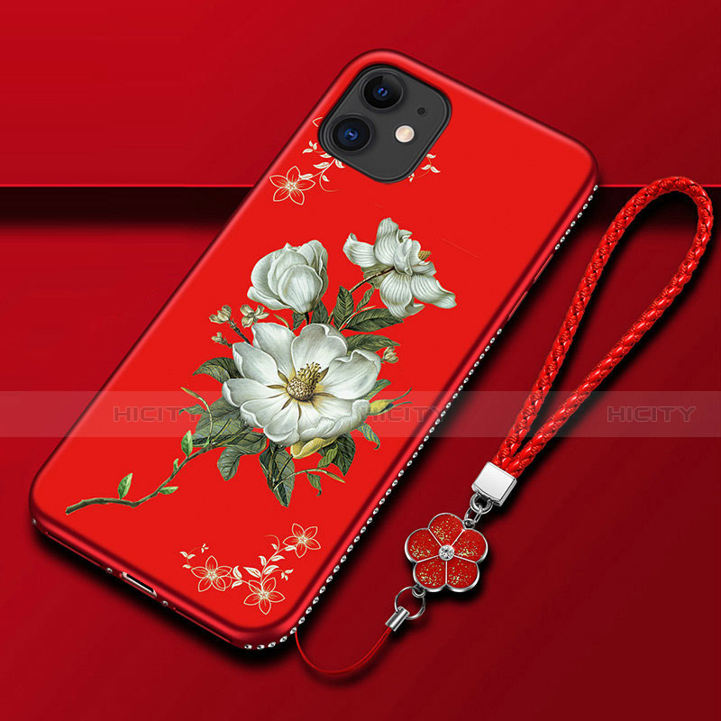 Handyhülle Silikon Hülle Gummi Schutzhülle Flexible Blumen für Apple iPhone 12 Mini Rot