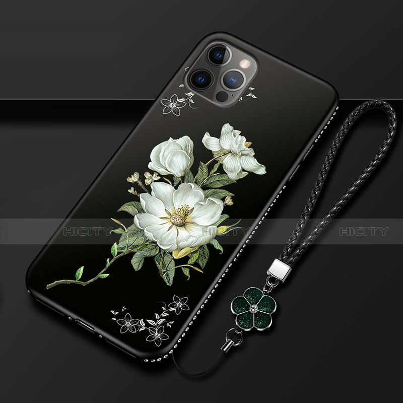 Handyhülle Silikon Hülle Gummi Schutzhülle Flexible Blumen für Apple iPhone 12 Pro groß