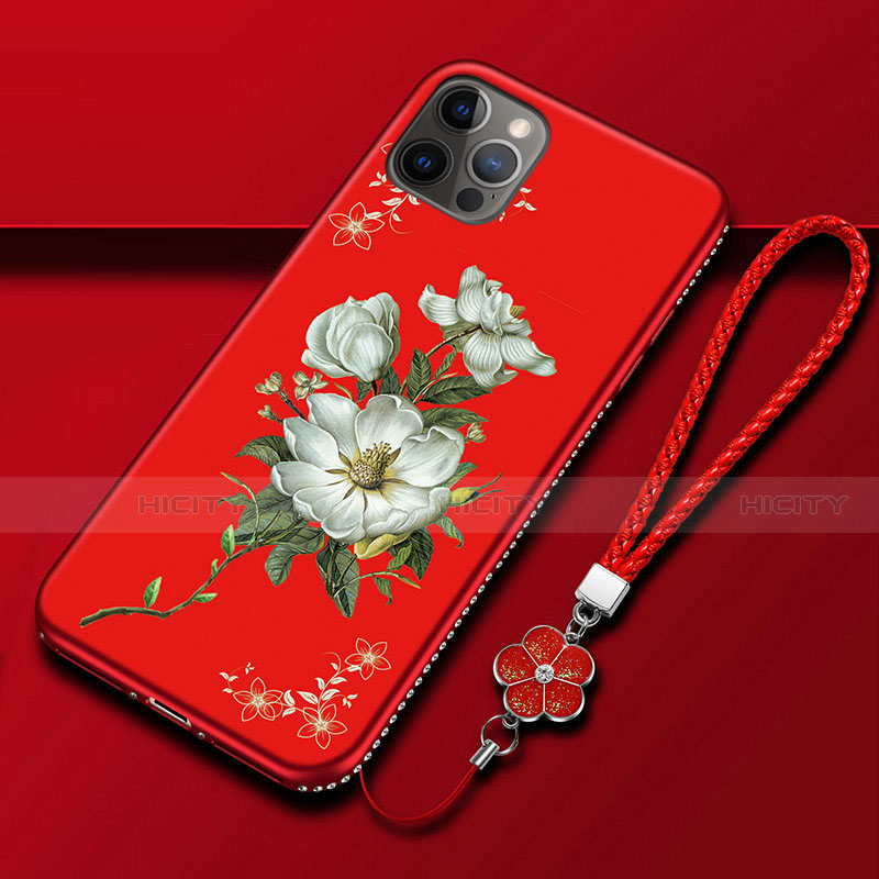 Handyhülle Silikon Hülle Gummi Schutzhülle Flexible Blumen für Apple iPhone 12 Pro groß