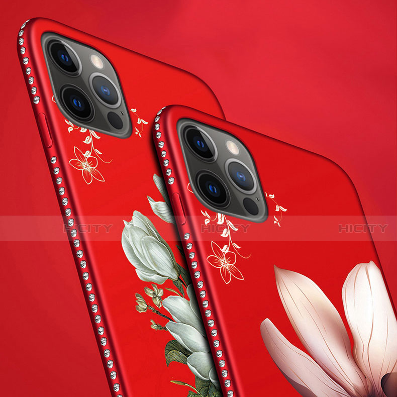 Handyhülle Silikon Hülle Gummi Schutzhülle Flexible Blumen für Apple iPhone 12 Pro groß