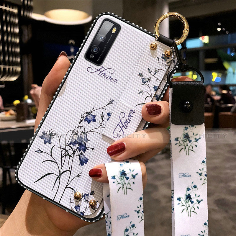 Handyhülle Silikon Hülle Gummi Schutzhülle Flexible Blumen für Huawei Enjoy 20 Pro 5G Weiß