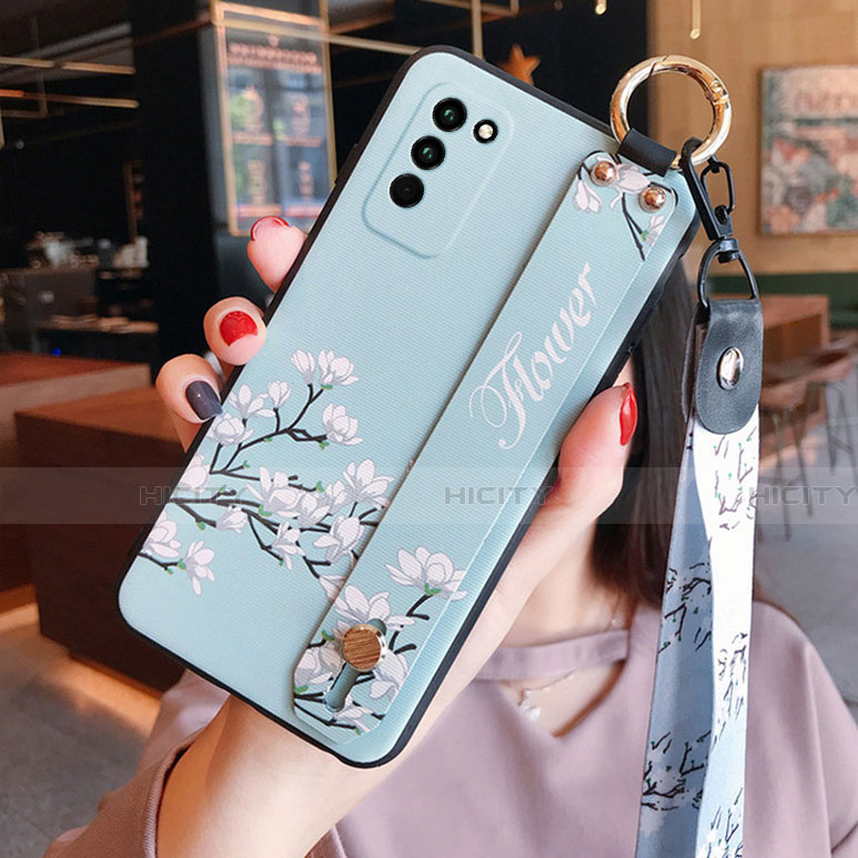 Handyhülle Silikon Hülle Gummi Schutzhülle Flexible Blumen für Huawei Honor 30 Lite 5G Hellblau Plus