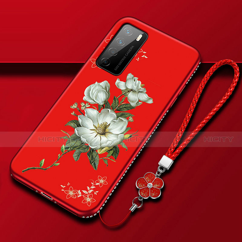 Handyhülle Silikon Hülle Gummi Schutzhülle Flexible Blumen für Huawei Honor Play4 5G groß