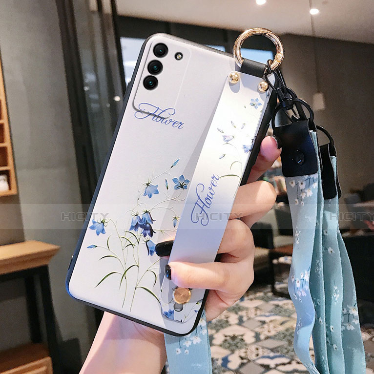 Handyhülle Silikon Hülle Gummi Schutzhülle Flexible Blumen für Huawei Honor X10 5G Weiß