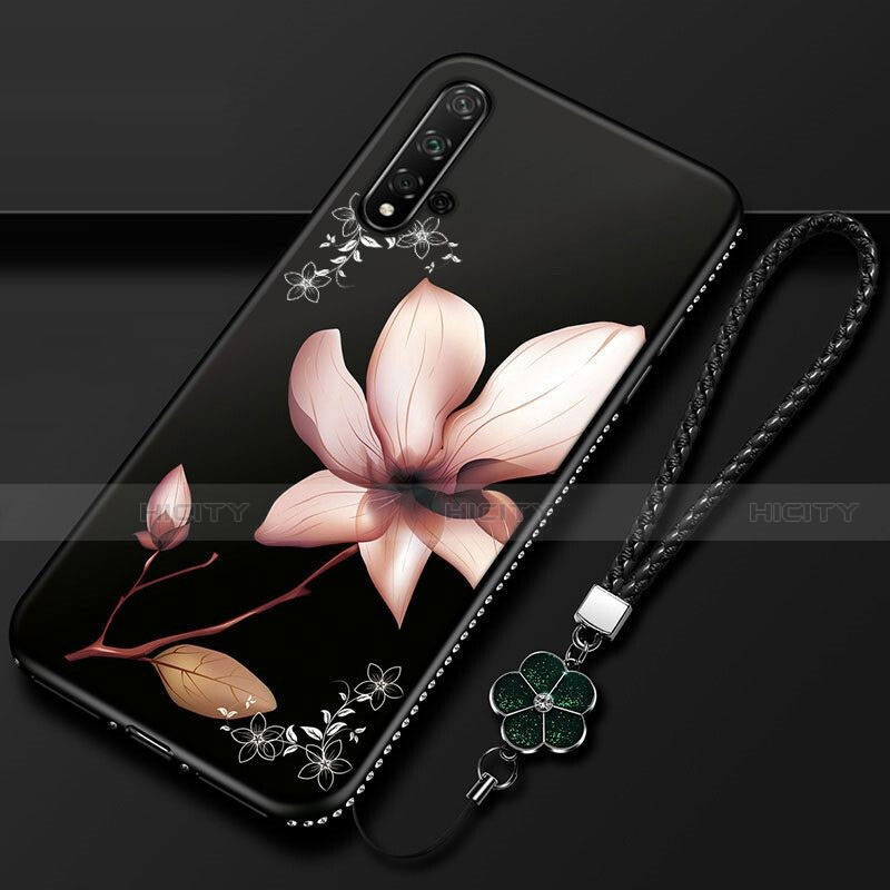 Handyhülle Silikon Hülle Gummi Schutzhülle Flexible Blumen für Huawei Nova 5 groß