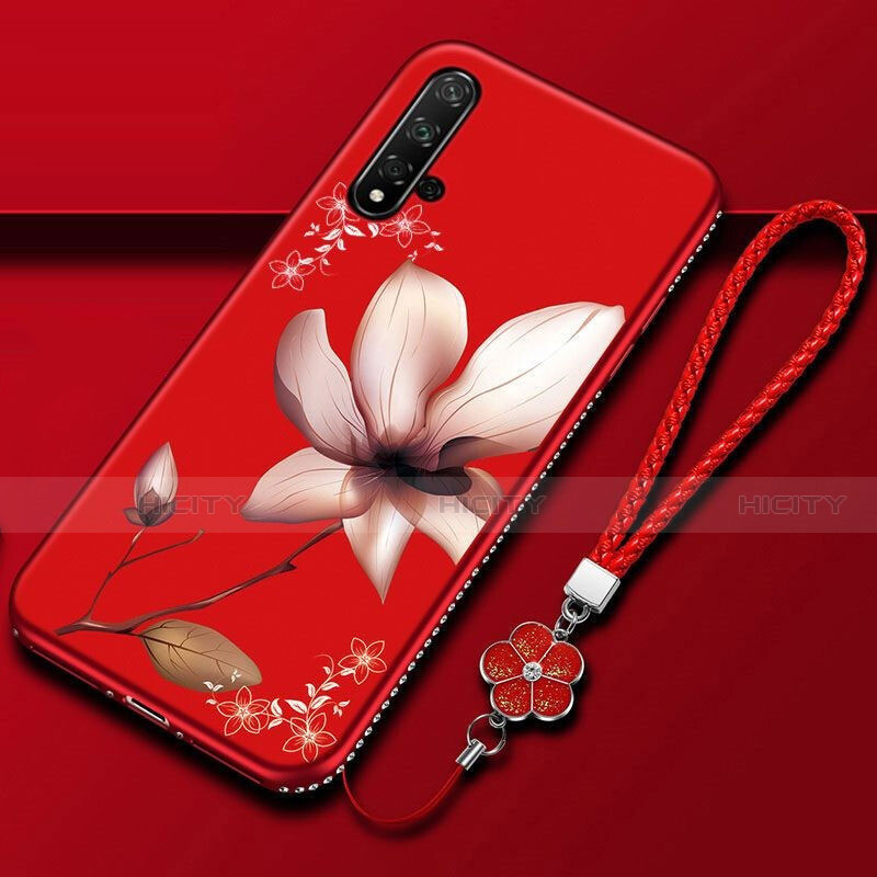 Handyhülle Silikon Hülle Gummi Schutzhülle Flexible Blumen für Huawei Nova 5 groß