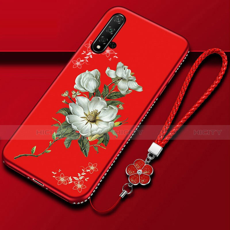 Handyhülle Silikon Hülle Gummi Schutzhülle Flexible Blumen für Huawei Nova 5 groß