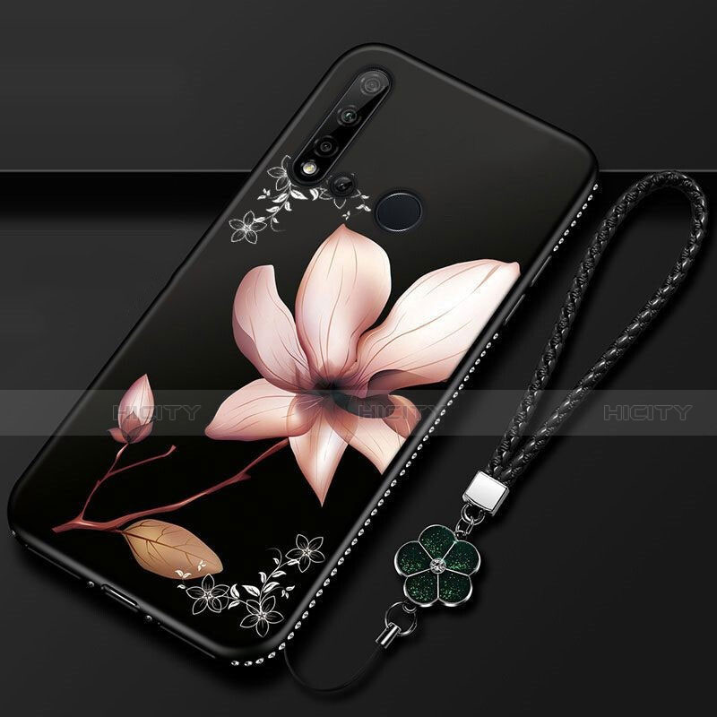 Handyhülle Silikon Hülle Gummi Schutzhülle Flexible Blumen für Huawei Nova 5i Braun Plus