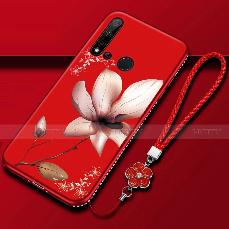 Handyhülle Silikon Hülle Gummi Schutzhülle Flexible Blumen für Huawei Nova 5i Fuchsie Plus