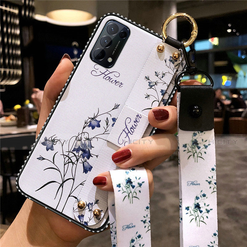 Handyhülle Silikon Hülle Gummi Schutzhülle Flexible Blumen für Oppo Reno5 Pro 5G Weiß