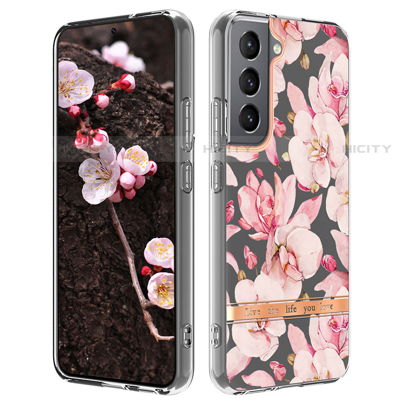 Handyhülle Silikon Hülle Gummi Schutzhülle Flexible Blumen für Samsung Galaxy S21 5G Rosa