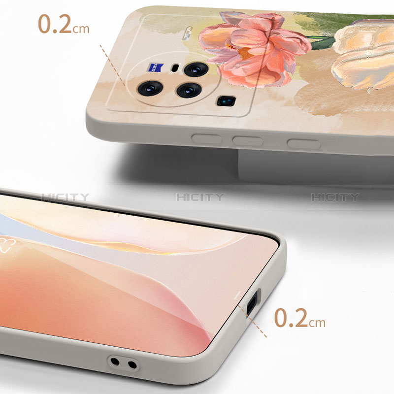 Handyhülle Silikon Hülle Gummi Schutzhülle Flexible Blumen für Vivo X80 Pro 5G