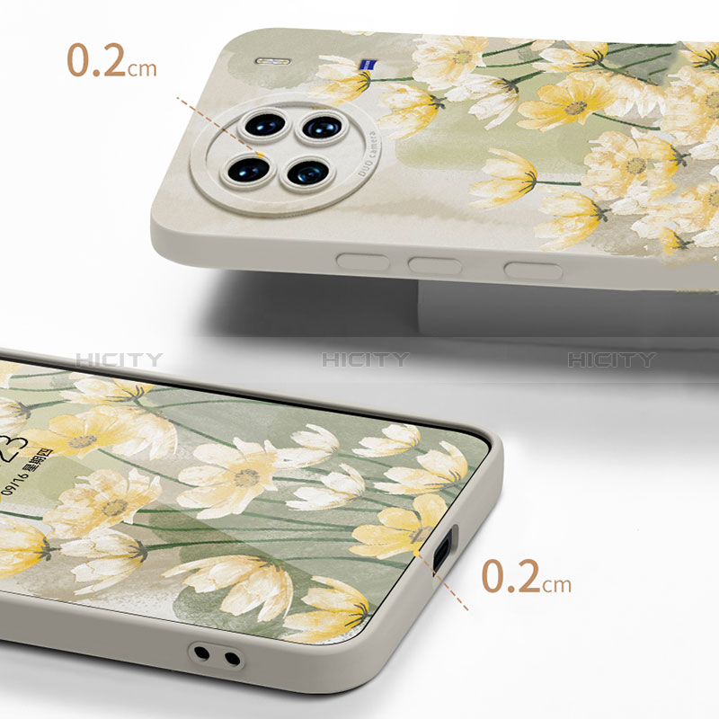 Handyhülle Silikon Hülle Gummi Schutzhülle Flexible Blumen für Vivo X90 5G groß