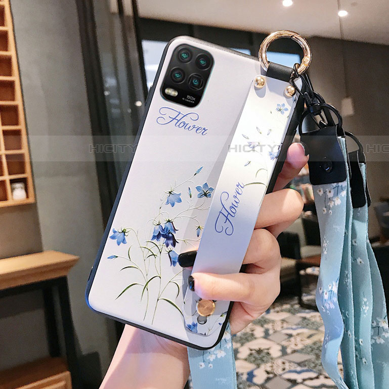 Handyhülle Silikon Hülle Gummi Schutzhülle Flexible Blumen für Xiaomi Mi 10 Lite Weiß Plus